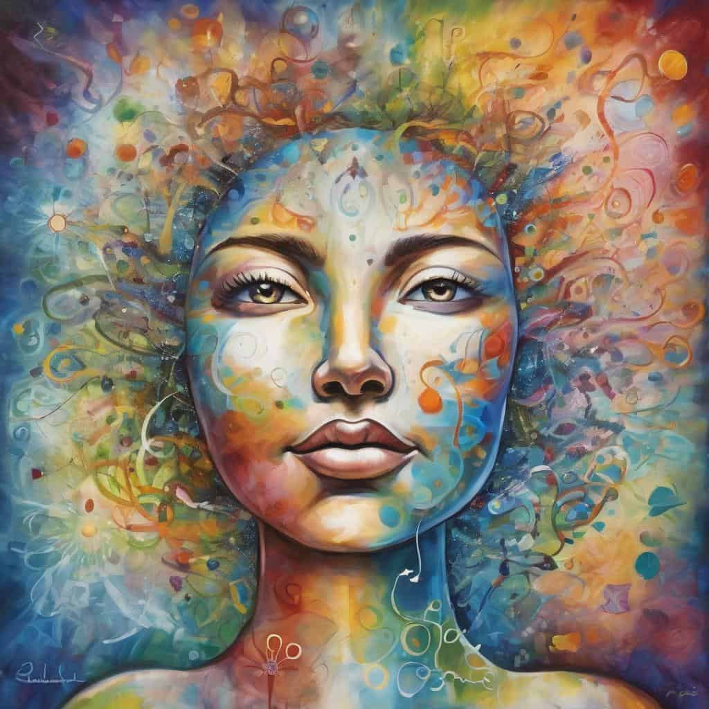 Αρχενα φυσική θετική στάση και ενέργεια σε πορτρέτο αφηρημένου χαρακτήρα σε ζωγραφική τέχνη.